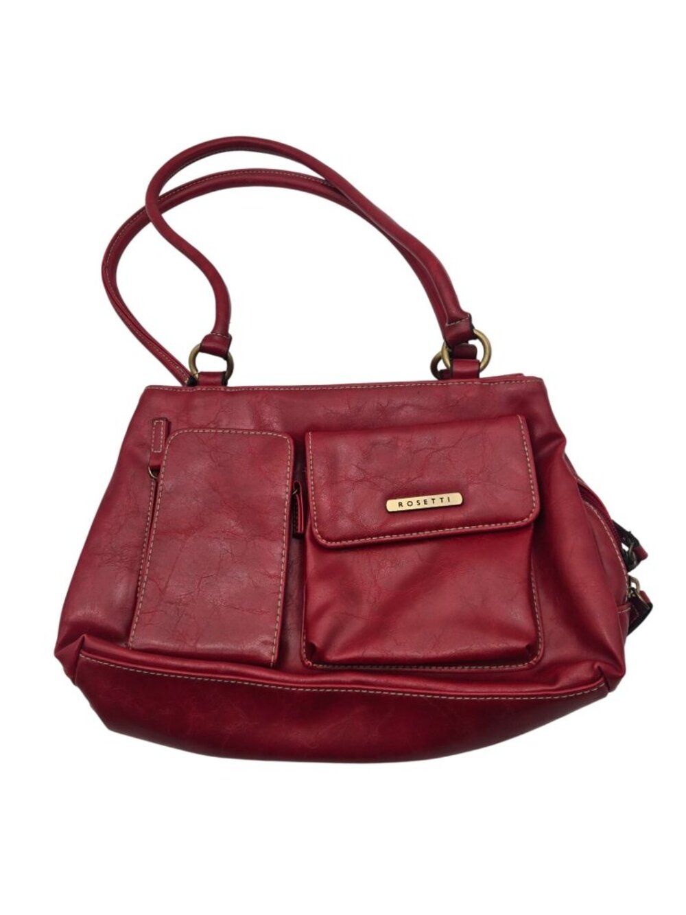 Rosetti Red Faux Leather Shoulder Bag 11"x8" With Dual Handles & Front Pockets